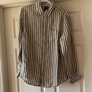 Todd Snyder Baird McNutt Men's Green and White Striped Shirt Sz L.  NWOT